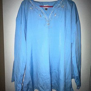 UNITI CASUALS 3X Plus Size Women's Light Blue Blouse